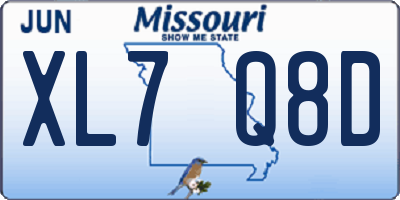 MO license plate XL7Q8D