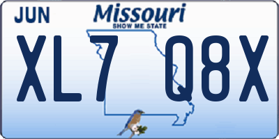 MO license plate XL7Q8X