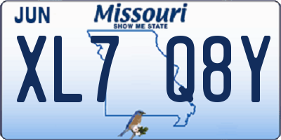 MO license plate XL7Q8Y