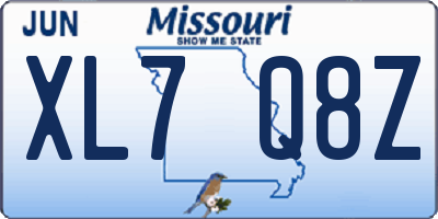 MO license plate XL7Q8Z