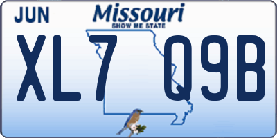 MO license plate XL7Q9B