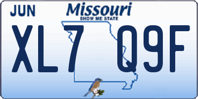 MO license plate XL7Q9F