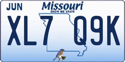 MO license plate XL7Q9K