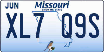MO license plate XL7Q9S