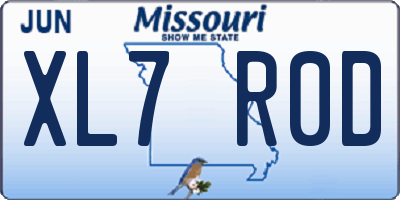MO license plate XL7R0D