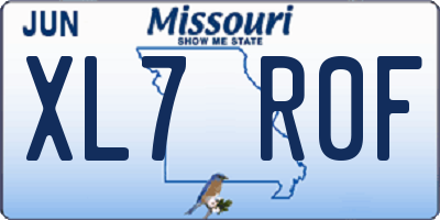MO license plate XL7R0F