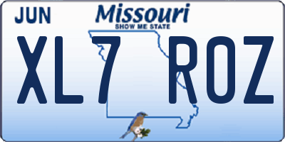 MO license plate XL7R0Z