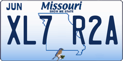 MO license plate XL7R2A