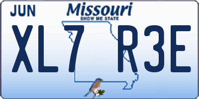 MO license plate XL7R3E
