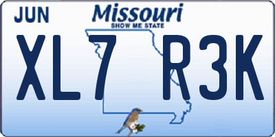 MO license plate XL7R3K