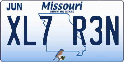 MO license plate XL7R3N