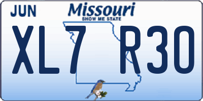 MO license plate XL7R3O