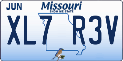 MO license plate XL7R3V