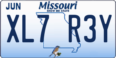 MO license plate XL7R3Y