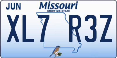 MO license plate XL7R3Z