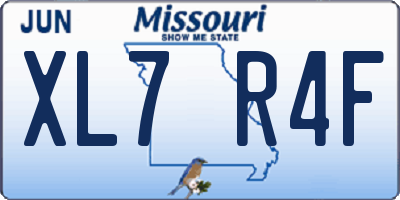 MO license plate XL7R4F