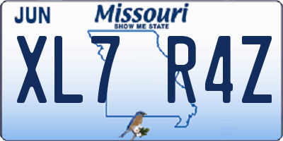 MO license plate XL7R4Z