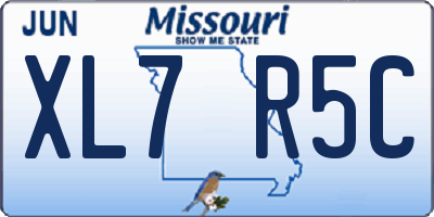 MO license plate XL7R5C