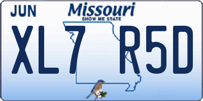 MO license plate XL7R5D