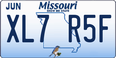 MO license plate XL7R5F