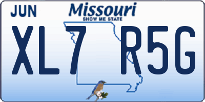 MO license plate XL7R5G