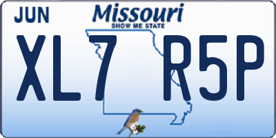 MO license plate XL7R5P