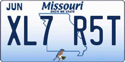 MO license plate XL7R5T