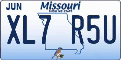 MO license plate XL7R5U