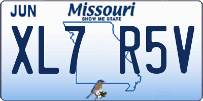 MO license plate XL7R5V