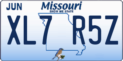 MO license plate XL7R5Z