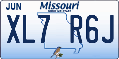 MO license plate XL7R6J