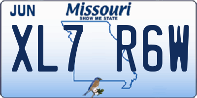 MO license plate XL7R6W
