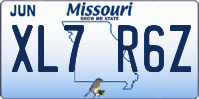 MO license plate XL7R6Z