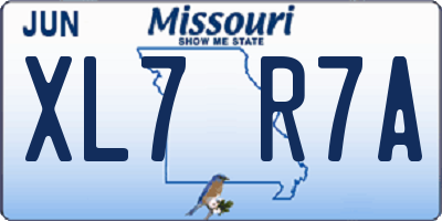 MO license plate XL7R7A
