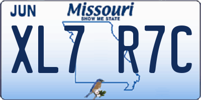 MO license plate XL7R7C