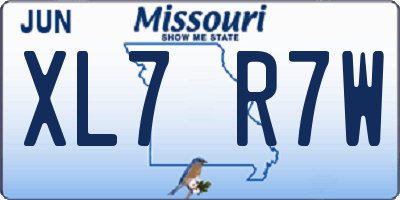 MO license plate XL7R7W