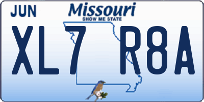 MO license plate XL7R8A