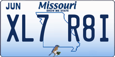 MO license plate XL7R8I