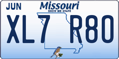 MO license plate XL7R8O