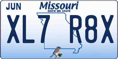 MO license plate XL7R8X
