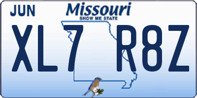 MO license plate XL7R8Z