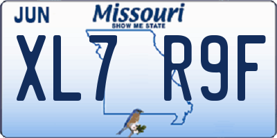 MO license plate XL7R9F