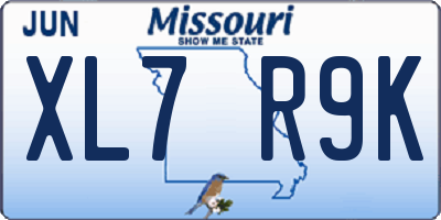 MO license plate XL7R9K