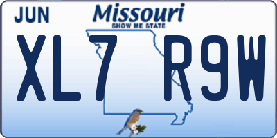 MO license plate XL7R9W