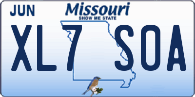 MO license plate XL7S0A