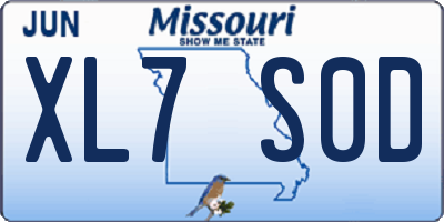 MO license plate XL7S0D