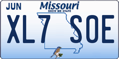 MO license plate XL7S0E