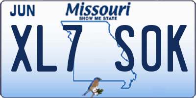 MO license plate XL7S0K