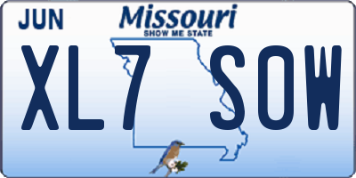 MO license plate XL7S0W