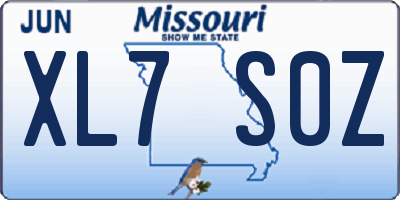 MO license plate XL7S0Z